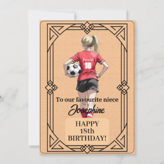 Custom Name Number and Text Birthday Soccer Woman Julkort