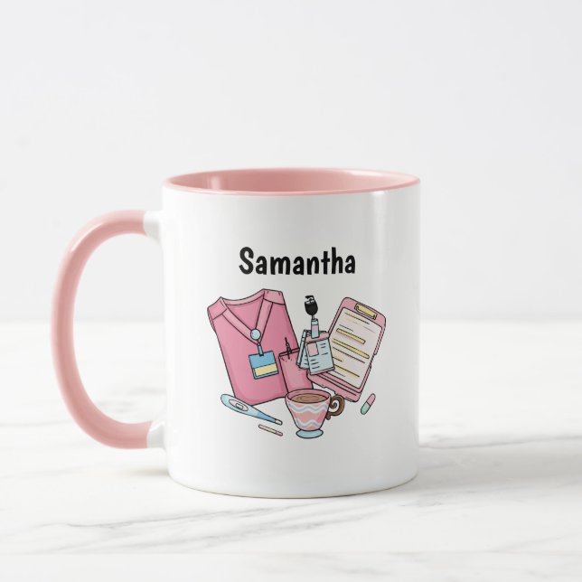 Custom Name Nurse Coffee Mug Gift Mugg (Vänster)