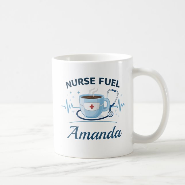 Custom Name Nurse Fuel Coffee Mug Gift Kaffemugg (Höger)
