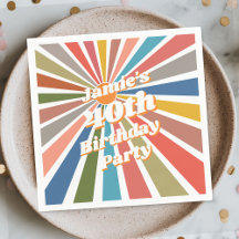 Custom Name Party Table Decor Fun Retro Rainbow