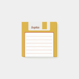 Custom Name Pastel Floppy Disk, warm 70s colors Post-it Block