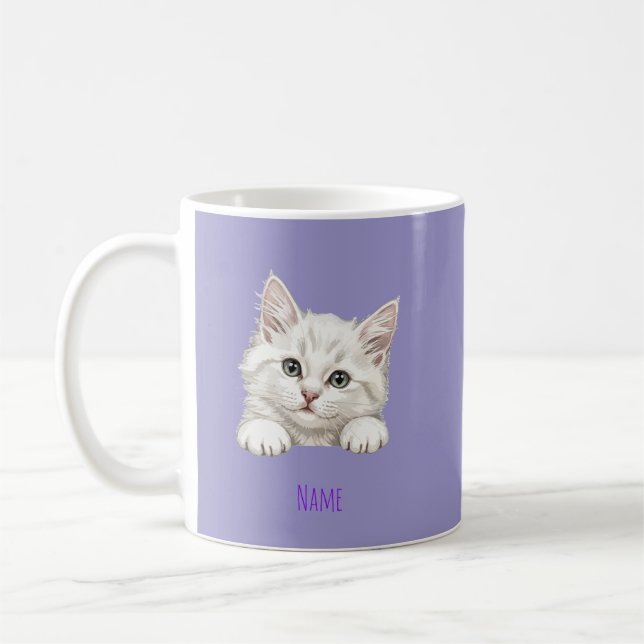Custom Name Personalized Kitten Art Gift Kaffemugg (Vänster)