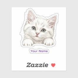 Custom Name Personalized Kitten Art Gift Klistermärken