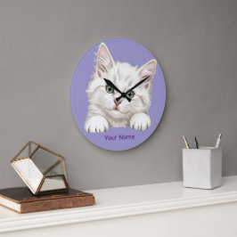 Custom Name Personalized Kitten Art Gift Stor Klocka