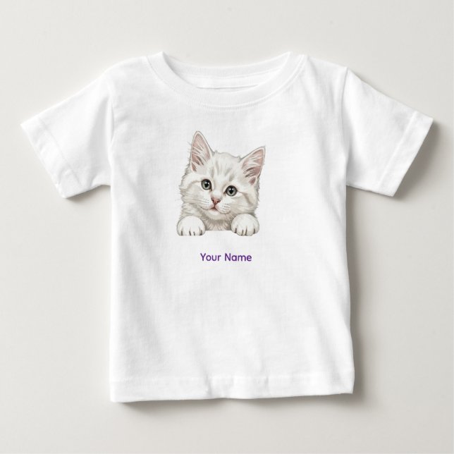 Custom Name Personalized Kitten Art Gift T Shirt (Framsida)