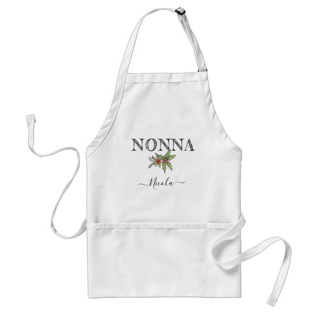 Custom Name Personalized Nonna Apron With Pockets Förkläde (Framsidan)