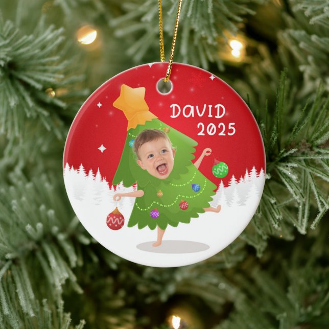 Custom name + photo message me -Christmas Ornament (Träd)