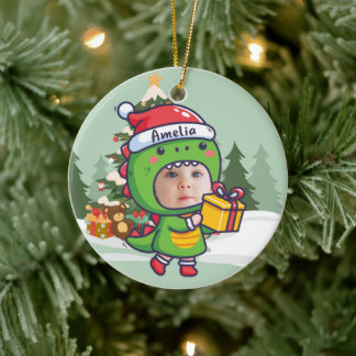 Custom name + photo message me- Christmas Ornament