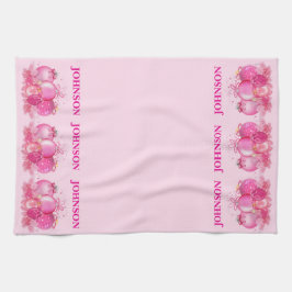 Custom Name Pink Ornament Holiday Decor Kökshandduk