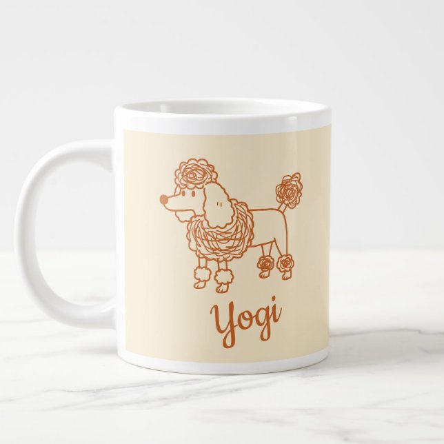 Custom Name Poodle Ornament – Handdrawn Dog Gift Jumbo Mugg (Vänster)