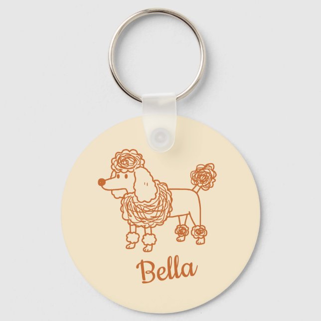 Custom Name Poodle Ornament – Handdrawn Dog Gift Nyckelring (Framsida)