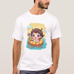 Custom Name Pool Float Summer Design T Shirt<br><div class="desc">Float your name into summer! This playful design features a floating pool ring, a chilled drink in hand, and your custom name front and center — perfect for beach days, pool parties, bachelorettes, or girls’ trips. Personalize it for your squad or treat yourself to the ultimate summer vibe. Ideal for...</div>