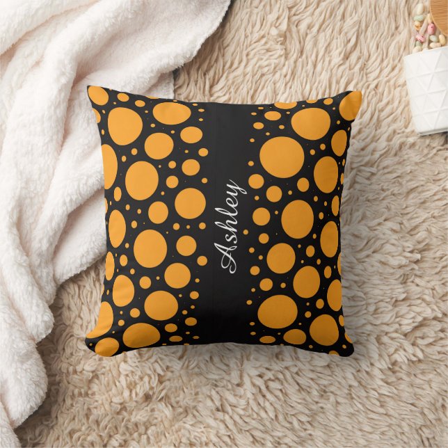 Custom Name Pumpkin Circles Throw Pillow Gift Kudde (Filt)