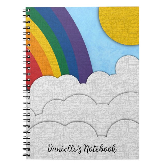 Custom Name Rainbow Notebook Anteckningsbok (Framsidan)