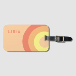 Custom name Rainbow Target – pink, Peach  Bagagebricka