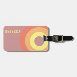 Custom name Rainbow Target – pink, Peach  Bagagebricka