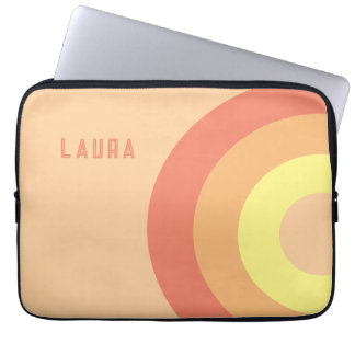 Custom name Rainbow Target – pink, Peach Laptop Fodral