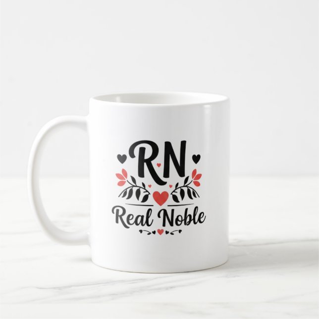 Custom Name RN Real Noble Floral Gift Kaffemugg (Vänster)