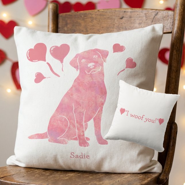 Custom Name Rose Red Labrador Retriever Valentine  Kudde (Skapare uppladdad)