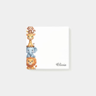 Custom Name Safari Animals Personalized Jungle Post-it Block