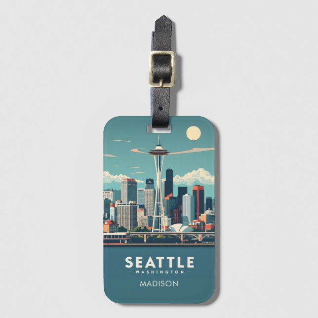 Custom Name Seattle Washington Bagagebricka (Framsida vertikal)