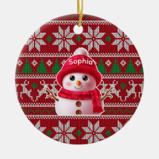 Custom Name Snowman Christmas Ornament