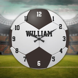 Custom Name Soccer Football Stor Klocka