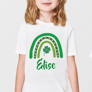 CUSTOM NAME St. Patrick's Day Boho Rainbow Kids T Shirt