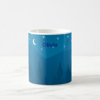 Custom Name, Stars Moon above Mountains Mug Kaffemugg