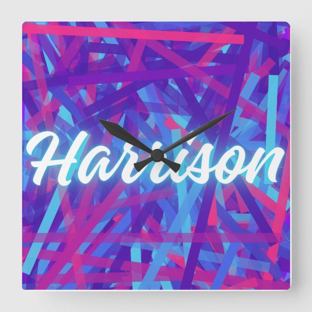 Custom Name Sticker – Harrison – Personalized Labe Fyrkantig Klocka (Framsida)
