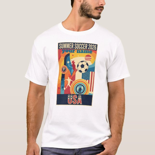 Custom Name Summer 2026 Soccer Fan Retro T-Shirt (Framsida)