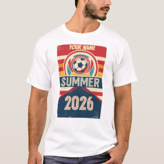Custom Name Summer 2026 Soccer Fan Retro Tee