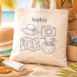 Custom Name Summer Vacation Canvas Bag Tygkasse