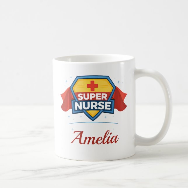 Custom Name Super Nurse Coffee Mug Gift Kaffemugg (Höger)