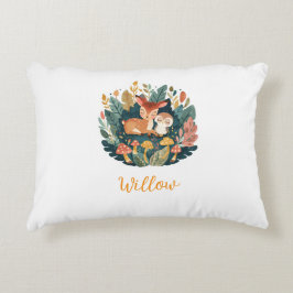 Custom Name Sweet Floral Fawn Woodland Nursery Plw Prydnadskudde