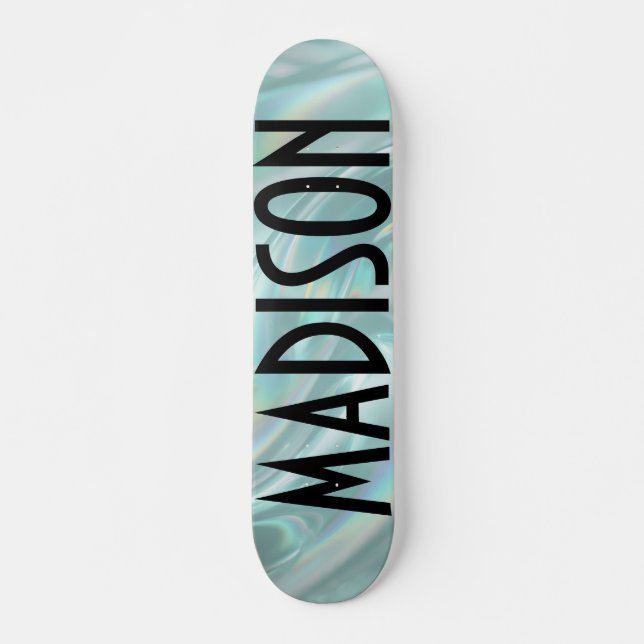 Custom Name Teal Opal Skateboard (Framsida)