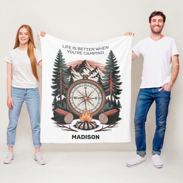 Custom Name & Text Camping Fleecefilt (På plats)