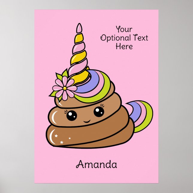 Custom Name & Text Unicorn Poop Poster (Framsidan)