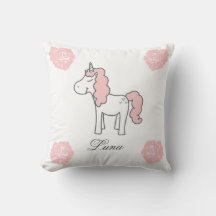 Custom Name Unicorn Rose Floral Cute Pink