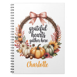 Custom name Unique autumn themed wreath Anteckningsbok
