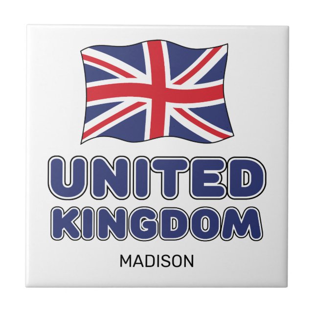 Custom Name United Kingdom Flag Kakelplatta (Framsidan)