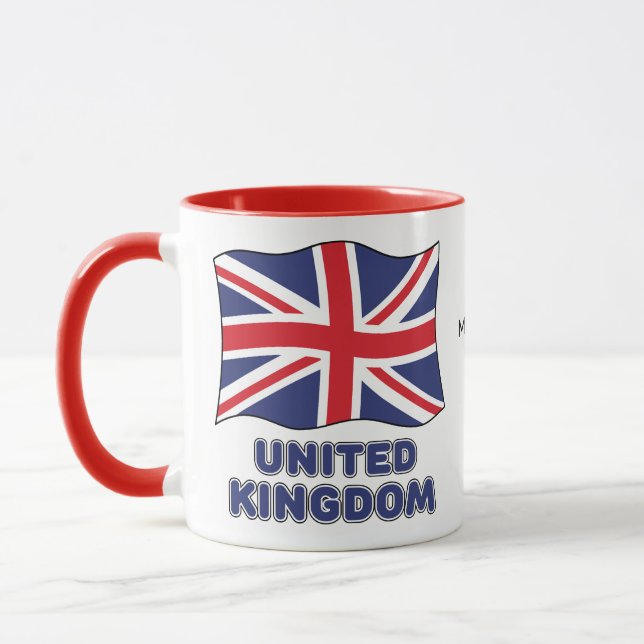 Custom Name United Kingdom Flag Mugg (Vänster)