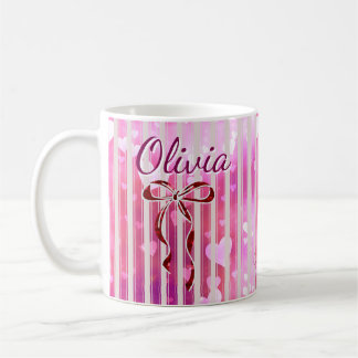 Custom Name Valentine Mug | Personalized Pink Hear Kaffemugg