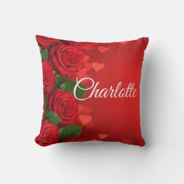  Custom Name Valentine red rose romantic Kudde