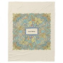 Custom Name Vibrant Zentangle Fleece Blanket