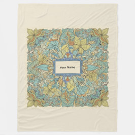 Custom Name Vibrant Zentangle Fleece Blanket