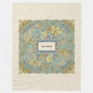 Custom Name Vibrant Zentangle Fleece Blanket