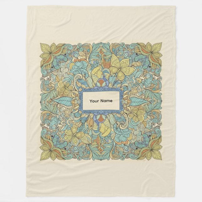 Custom Name Vibrant Zentangle Fleece Blanket (Framsidan)