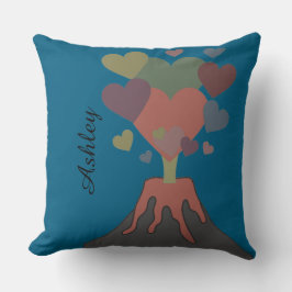 Custom Name Volcano Heart Throw Pillow Gift Kudde