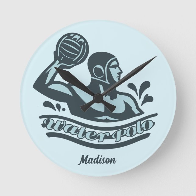 Custom Name Water Polo Rund Klocka (Framsida)
